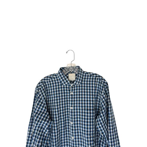 Billy Reid Men's Blue Black Plaid Casual Date Night Button Down Shirt Size Large - Picture 7 of 13